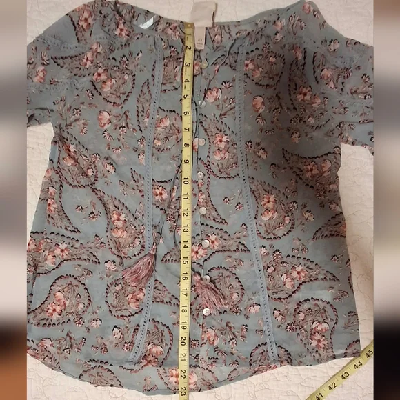 Knox Rose Sheer Blue Paisley Blouse - Picture 5 of 8